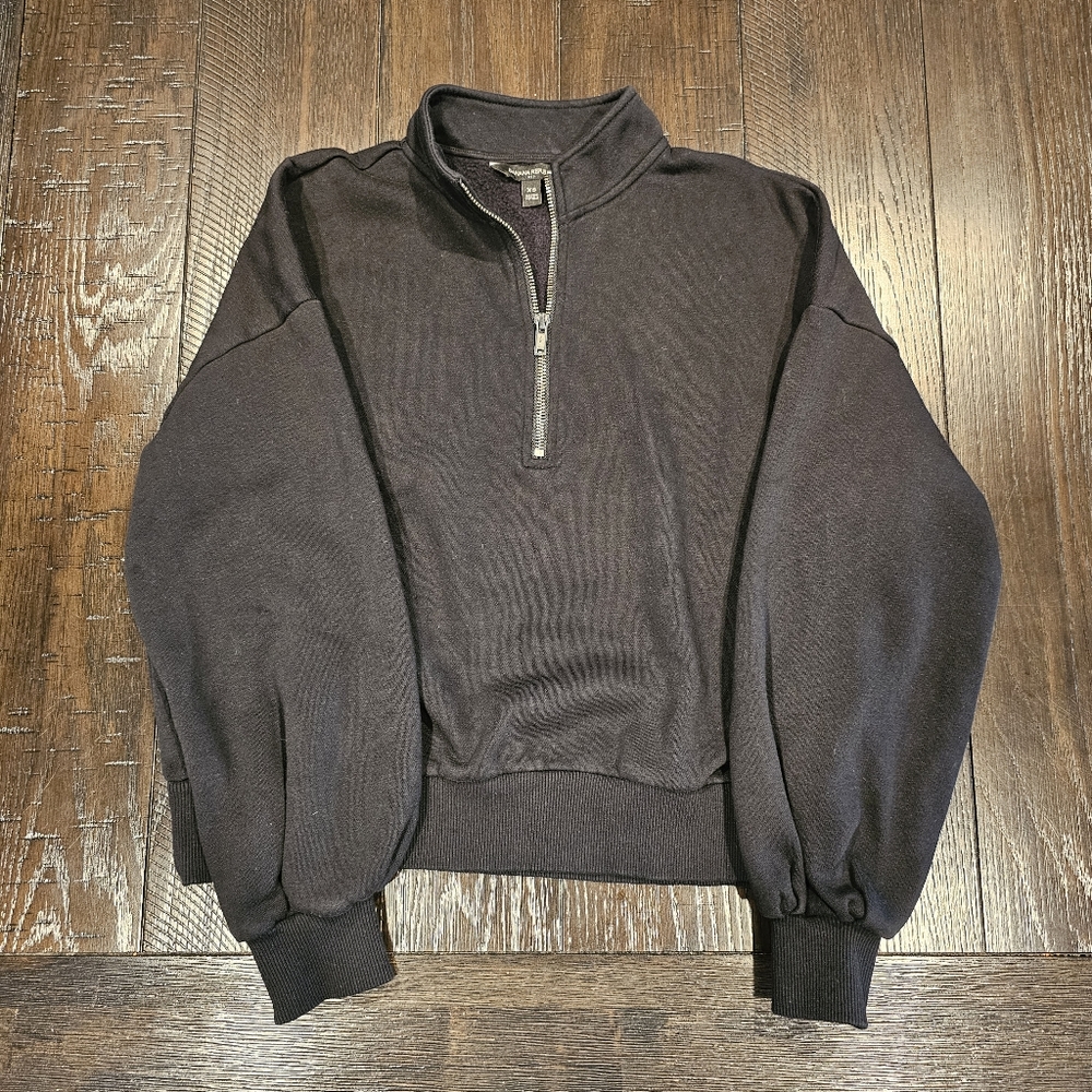 Banana Republic Black 1/4 Zip Fleece Women's XS